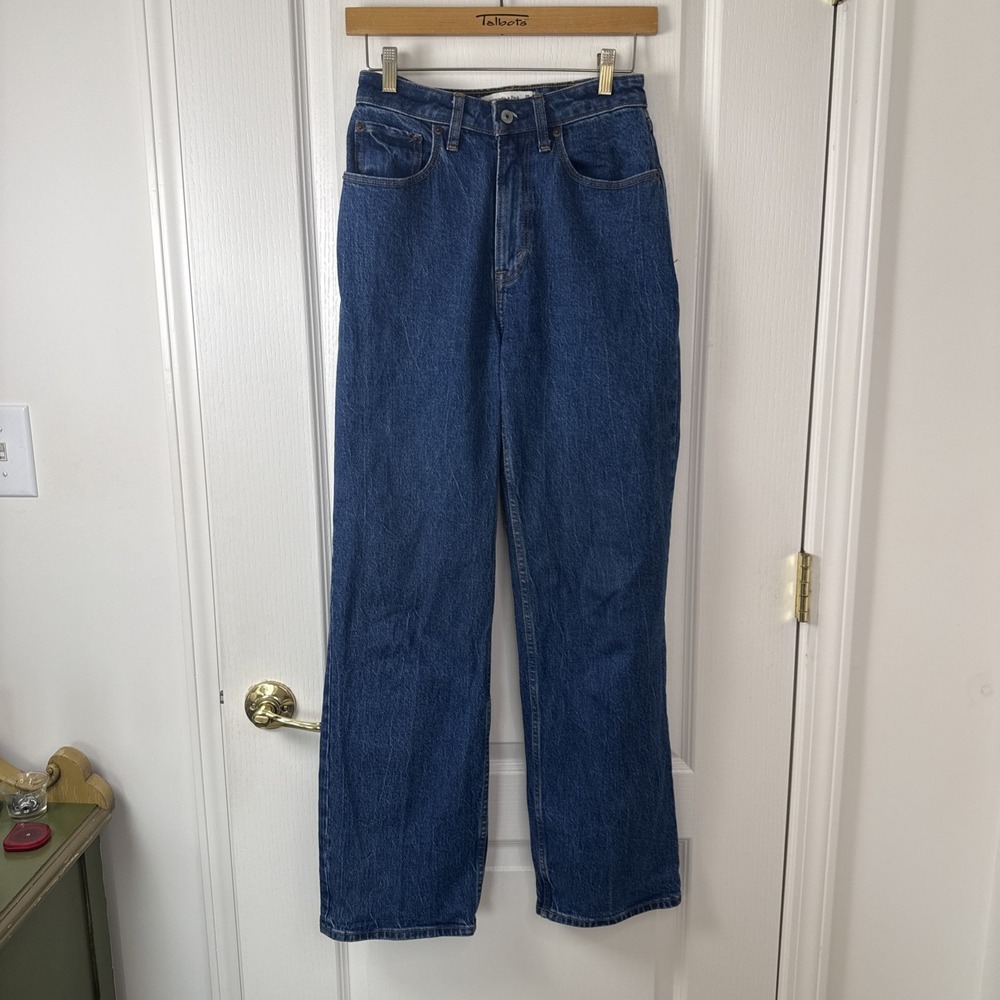 Abercrombie Fitch 90s Relaxed Jean Womens 25 0R High Rise Curve Love Med Wash